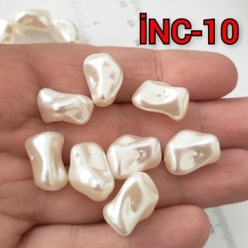 İNC-10 Krem Renk Barok İnci 9.3*16.3 mm
