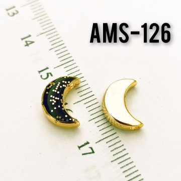 AMS-126 Altın Kaplama Simli Siyah Mineli Ay Sallantı