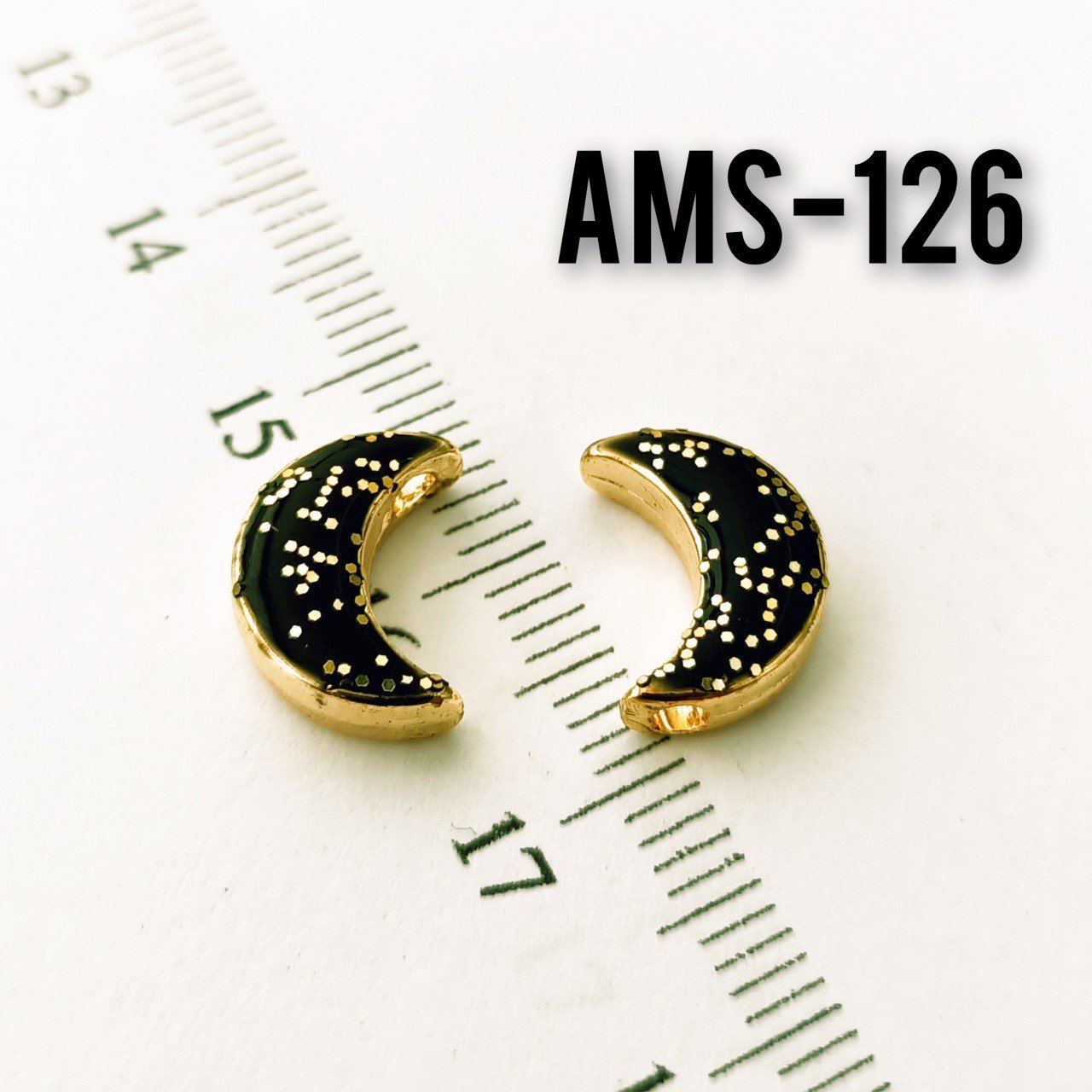 AMS-126 Altın Kaplama Simli Siyah Mineli Ay Sallantı