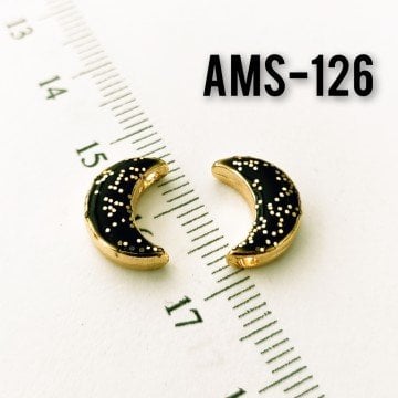 AMS-126 Altın Kaplama Simli Siyah Mineli Ay Sallantı
