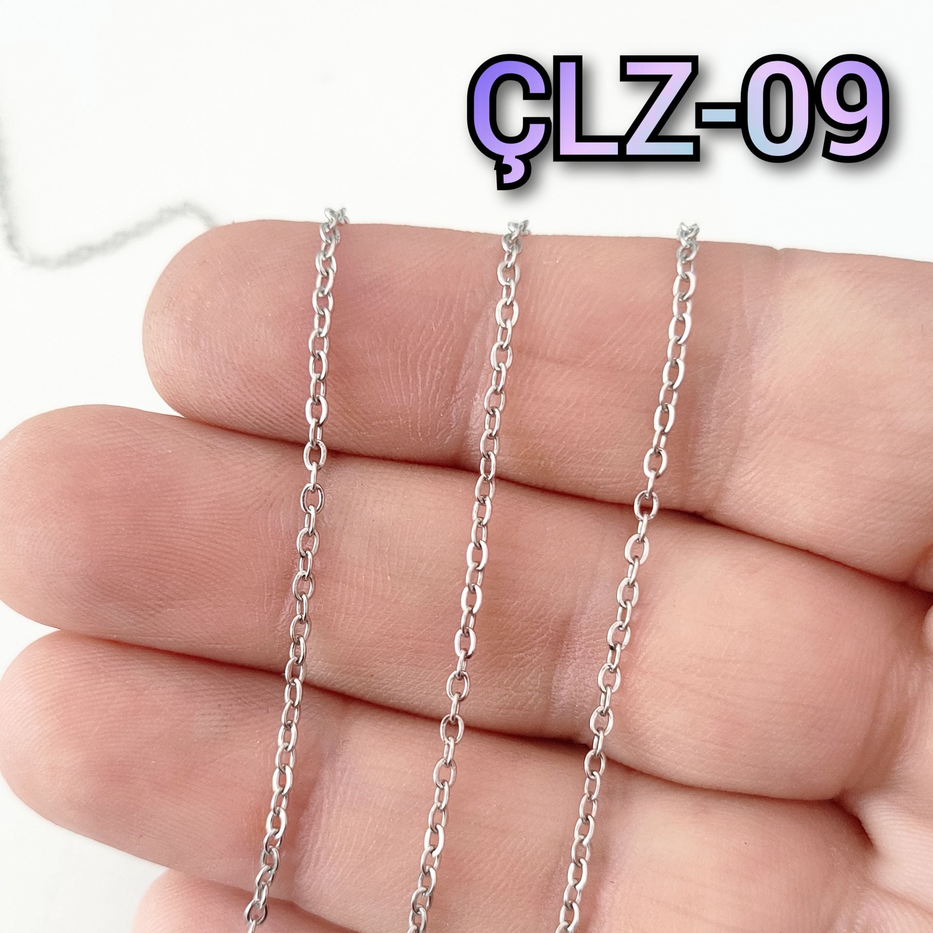 ÇLZ-09 A Kalite Gümüş Renk 316L Cerrahi Çelik Miyuki Zinciri