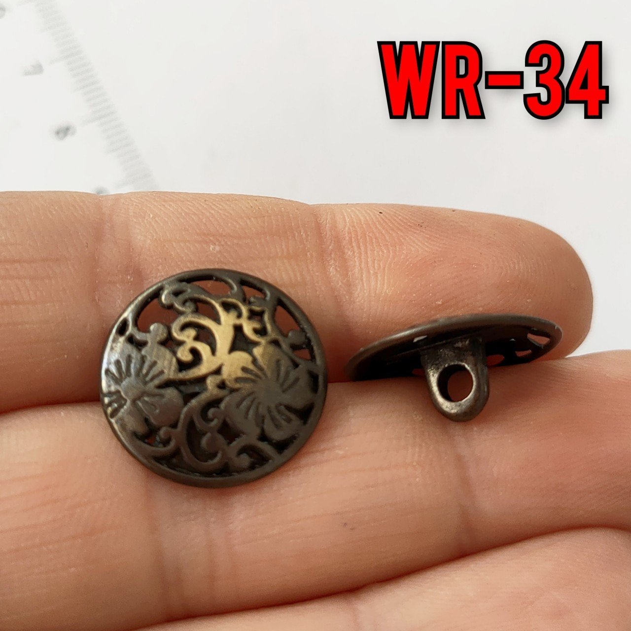 WR-34 Antik Renkli Desenli Wrap Düğmesi 18 mm