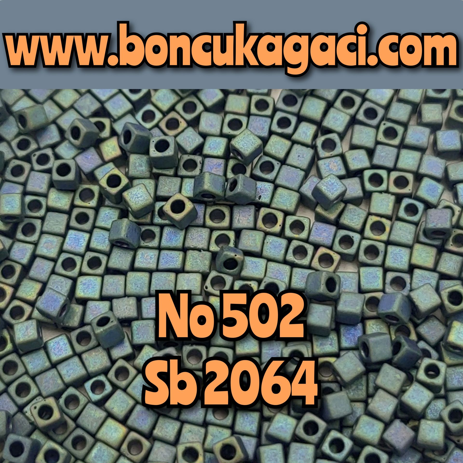 1.8 mm No:502 SB2064 Miyuki Küp Boncuk , Miyuki Square Boncuk 5 gr Mat Metalik Yanardöner Yeşil