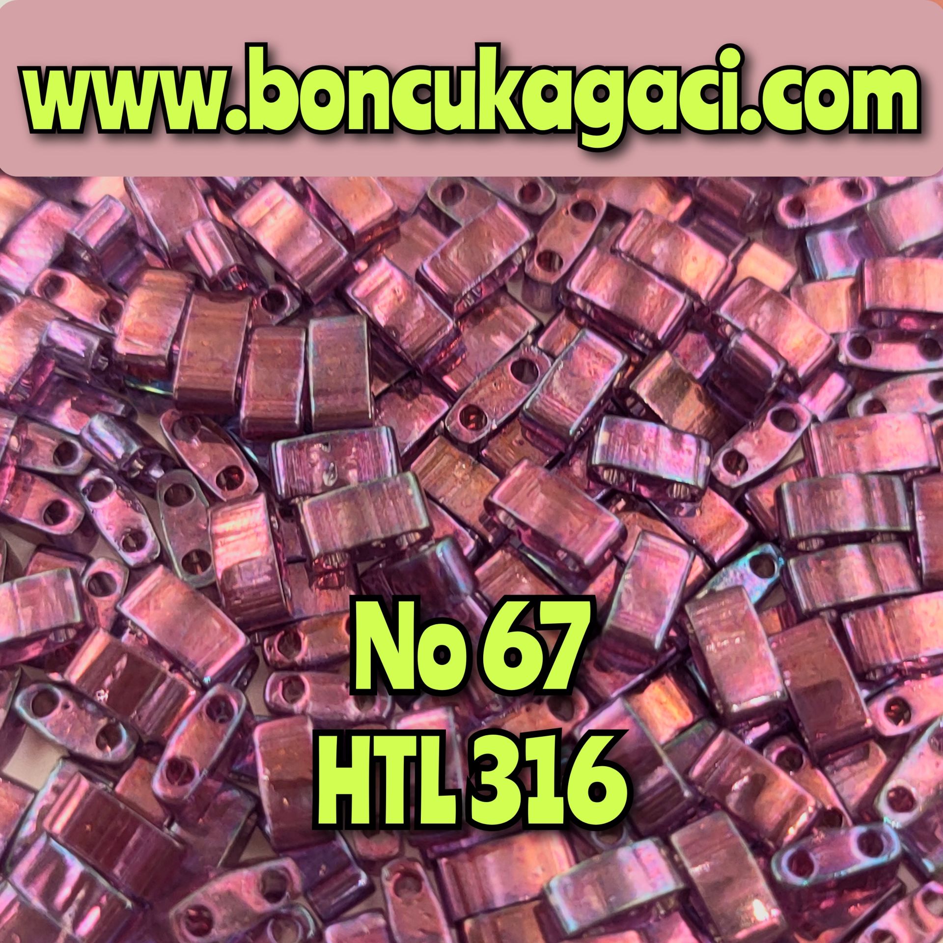 No:67 Miyuki Half-Tila , Half Tila Boncuk HTL 316 Yarı Şeffaf Parlak Mor 5 gr