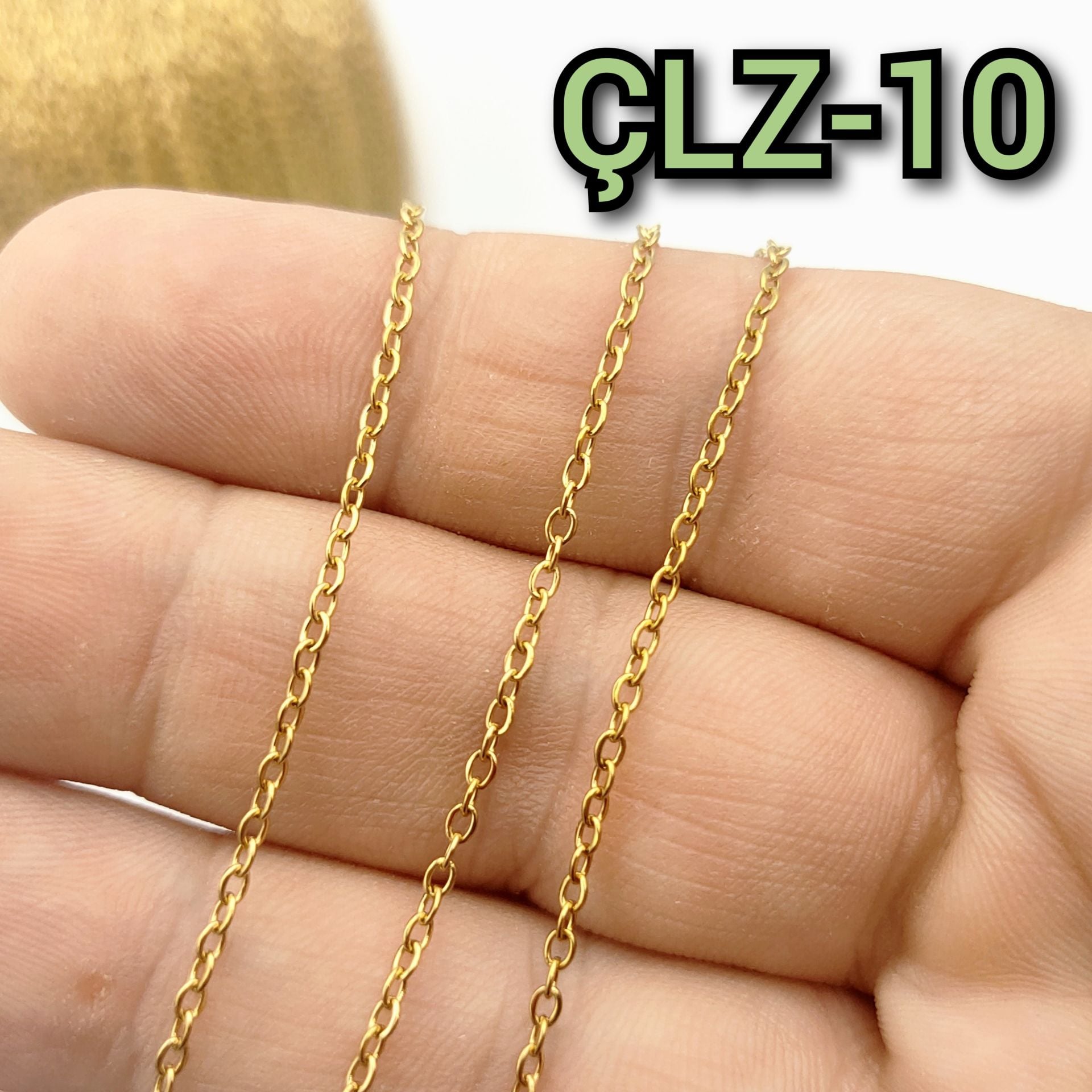 ÇLZ-10 A Kalite Kaplama Altın Renk 316L Cerrahi Çelik Miyuki Zinciri