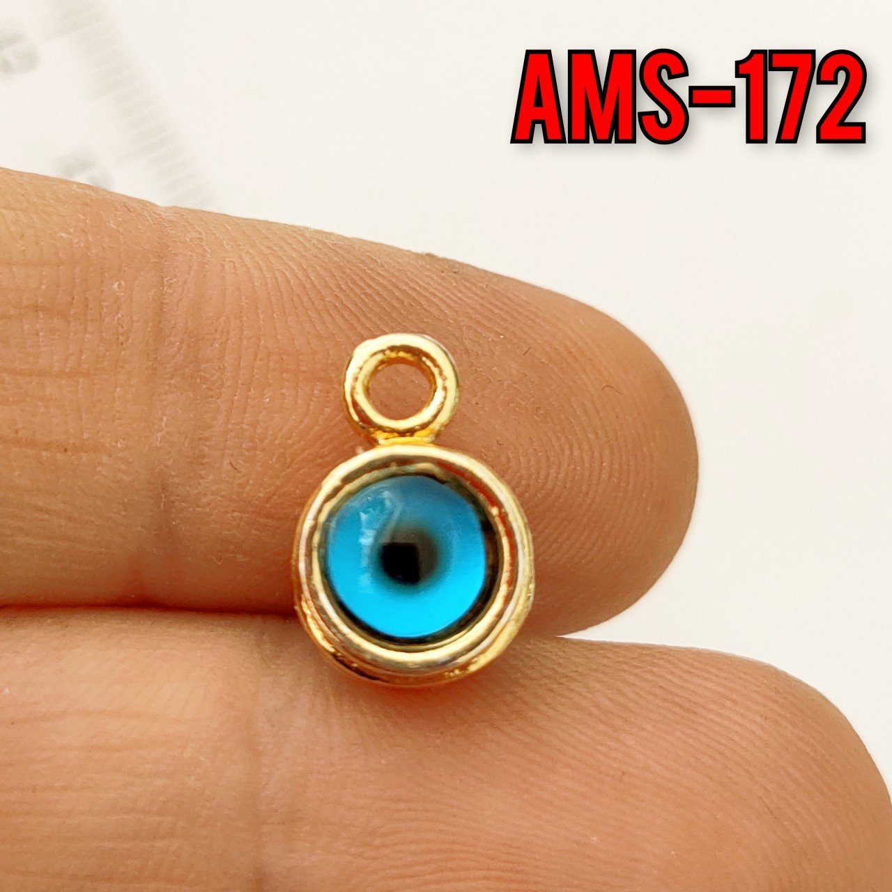 AMS-172 Altın Kaplama Açık Mavi Gözlü Kulp Sallantı