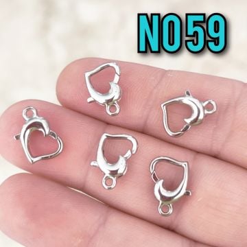 No : 59 Rodyum Kaplama Kalp Papağan 5 adet