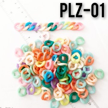 PLZ-01 Karışık Renk Plastik Zincir Boncuğu 15 x 13 mm
