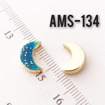 AMS-134 Altın Kaplama Simli Gece Mavi  Mineli Ay Sallantı