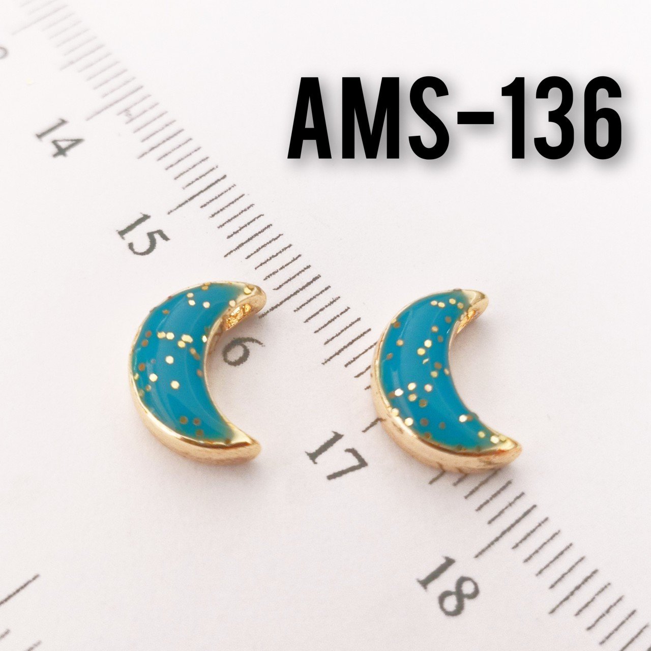 AMS-136 Altın Kaplama Simli Turkuaz Mineli Ay Sallantı