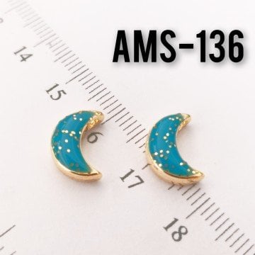 AMS-136 Altın Kaplama Simli Turkuaz Mineli Ay Sallantı