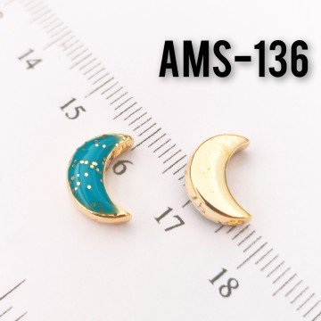 AMS-136 Altın Kaplama Simli Turkuaz Mineli Ay Sallantı